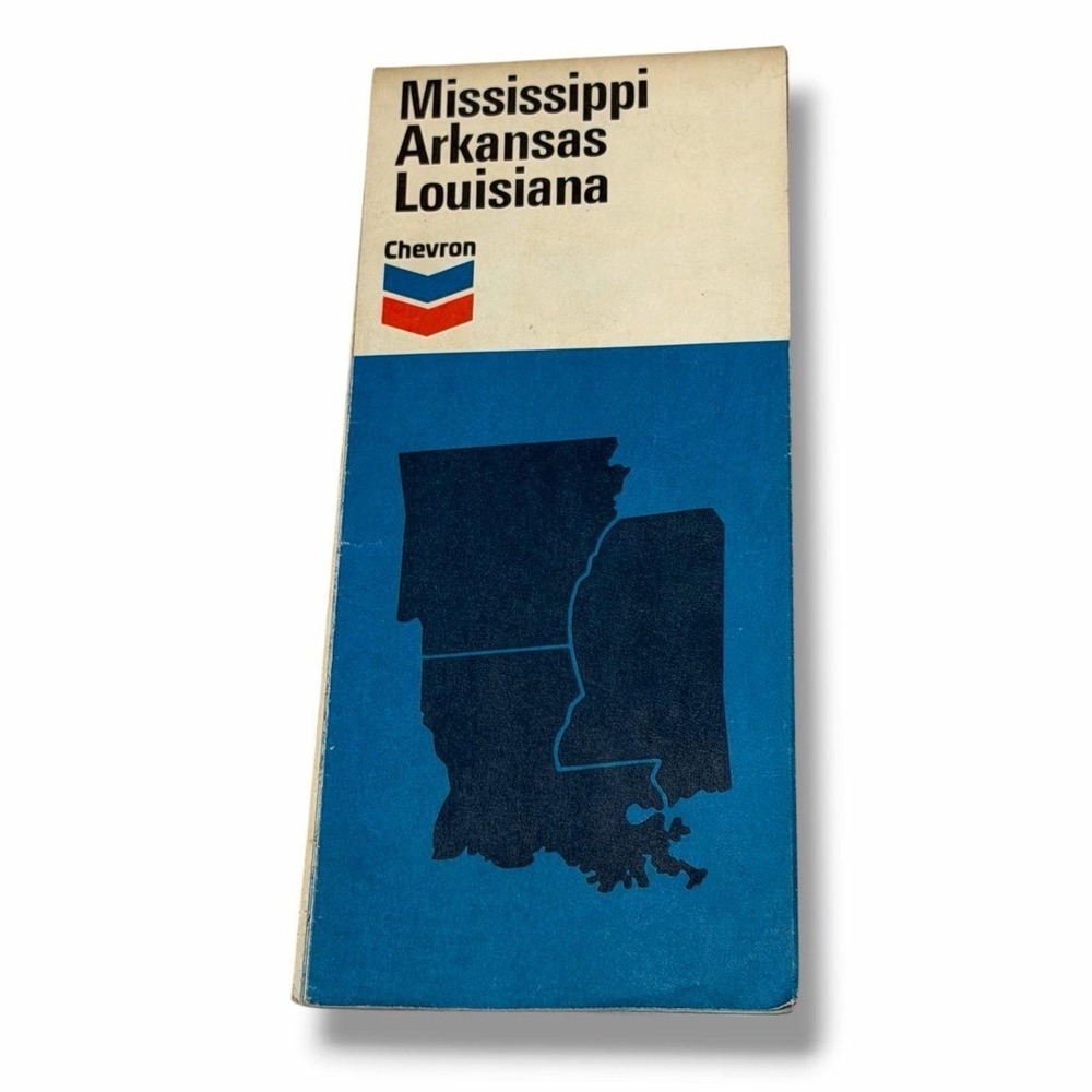 Chevron Mississippi Arkansas Louisiana 1972 Vintage Road Map JX